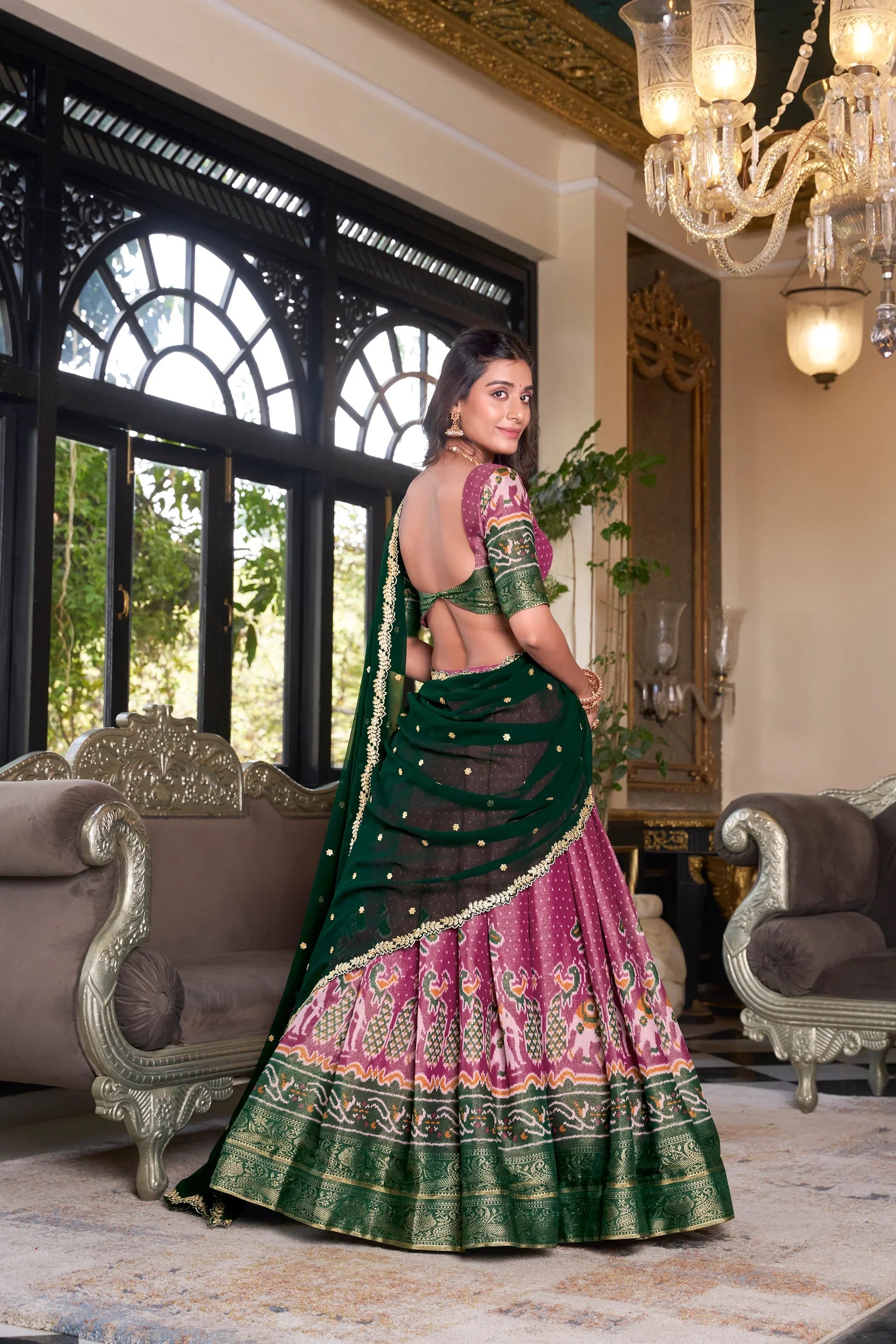 Elegant Kanchipuram Lehenga Set with Zari Weaving and Embroidered Georgette Dupatta
