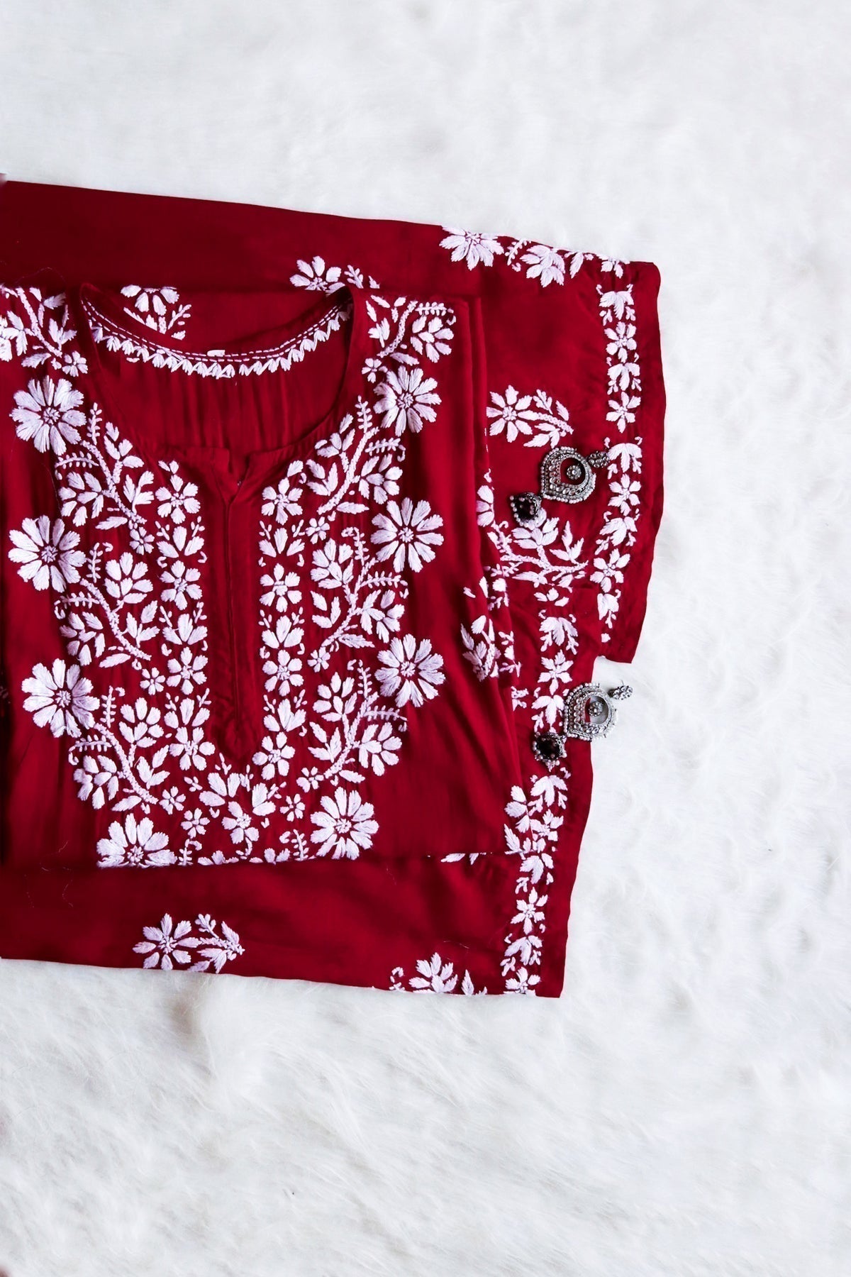 Lali Modal Chikankari Kurti Set