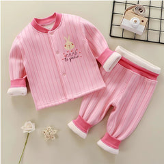 Pink Bunny Baby Girls Fleece Co-ord Set – Cozy Cotton Blend Winter Outfit for Toddlers