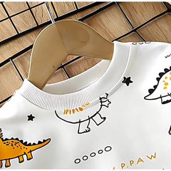 Little Jurassic Joy Boys and Girls Cotton Blend T-Shirt – Fun Dinosaur Print Casual Wear