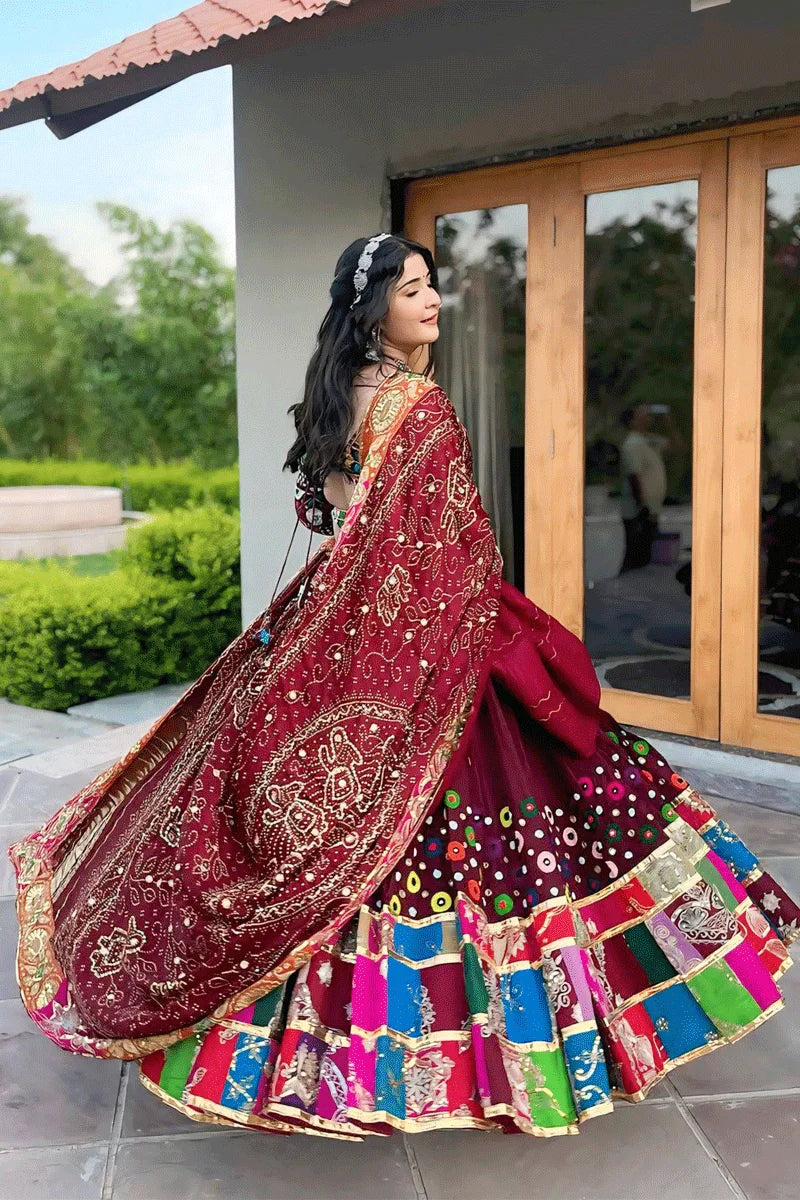 Multicolor Real Mirror Work Chaniya Choli For Dandiya Night