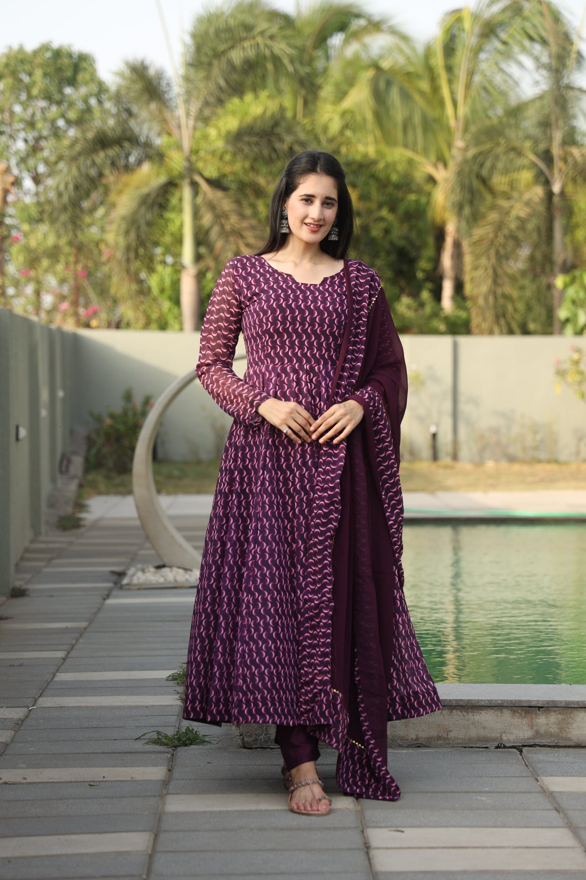 Digital Printed Georgette Kurta Set with Dupatta
