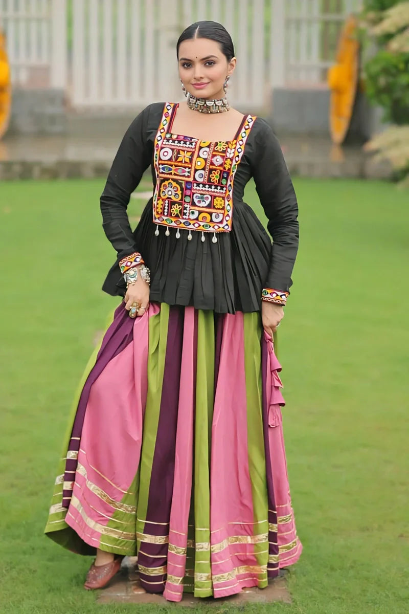 Kediya Style Fully Stitched Multi Color Chaniya Choli