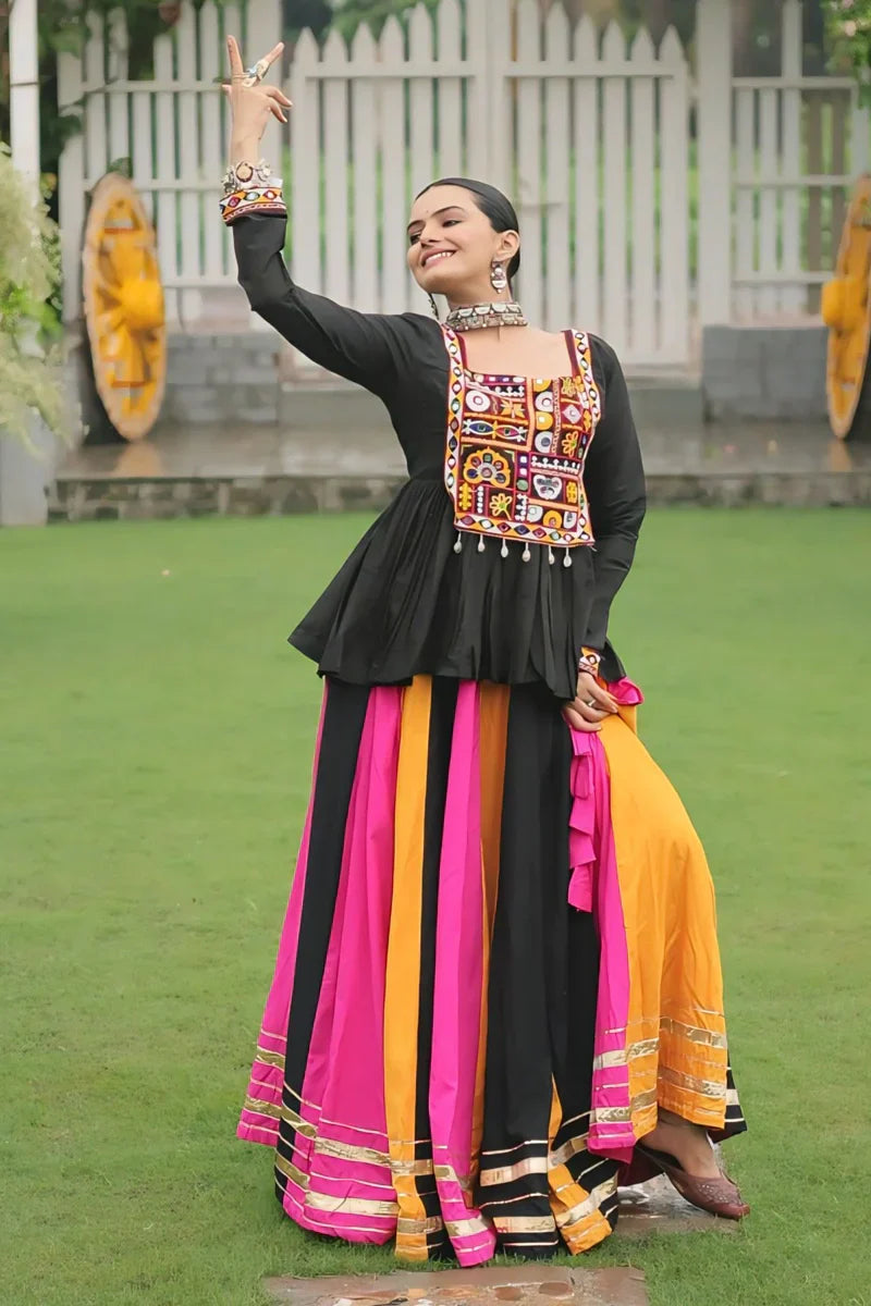 Kediya Style Fully Stitched Multi Color Chaniya Choli