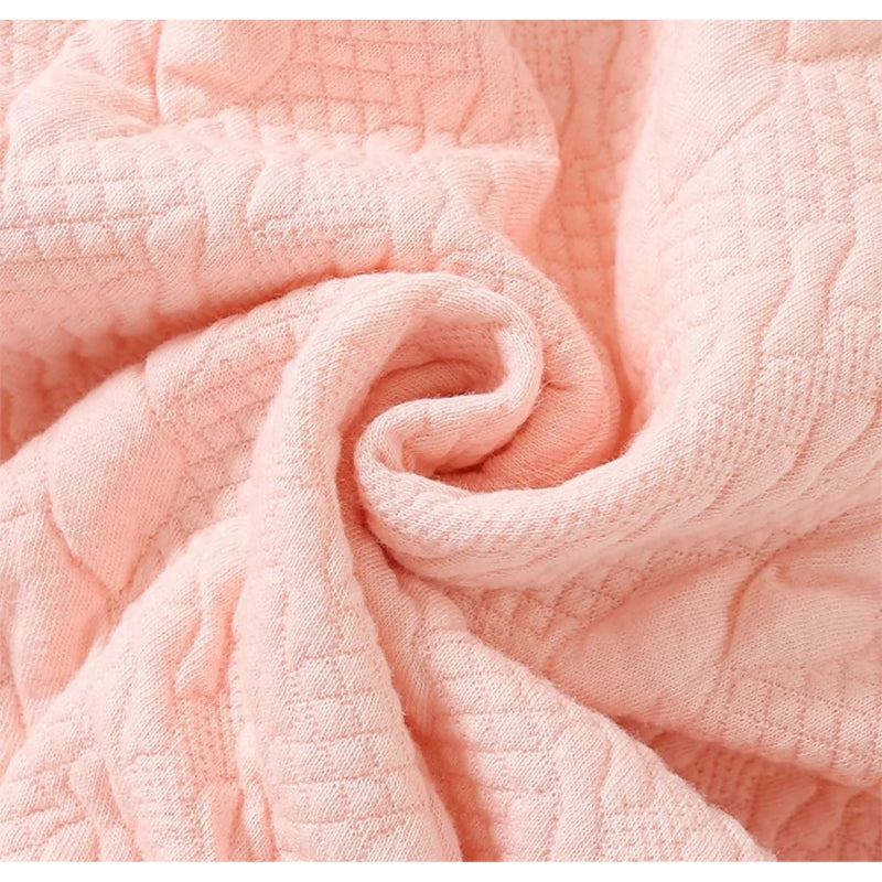 Soft Peachy Pink Baby Girls Romper Delight – Fleece-Lined Cotton Blend Infant Outfit, Cozy & Cute