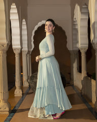 Powder Blue Georgette Suit Set with Gotapatti Work