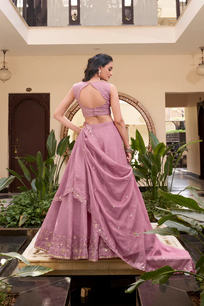 Elegant Pearl & Sequins Embroidered Lehenga Set in Multiple Fabrics & Colors