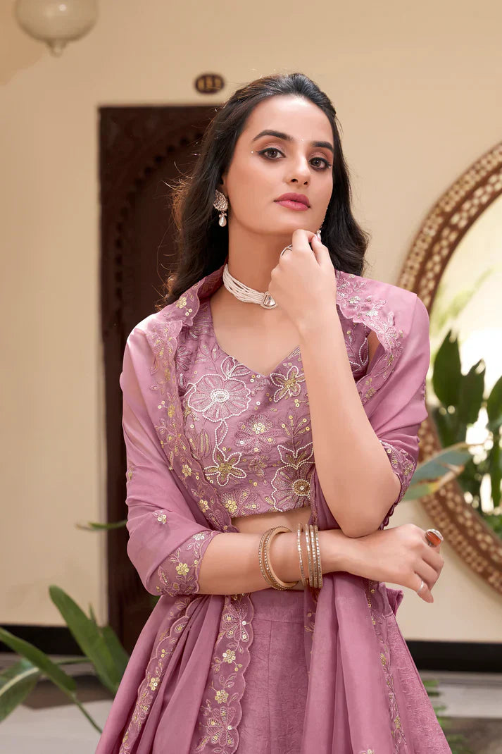 Elegant Pearl & Sequins Embroidered Lehenga Set in Multiple Fabrics & Colors