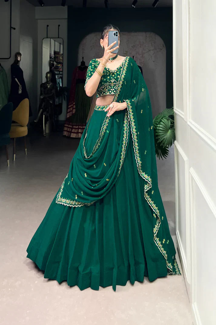 Graceful Georgette Lehenga Set with Elegant Thread Embroidery