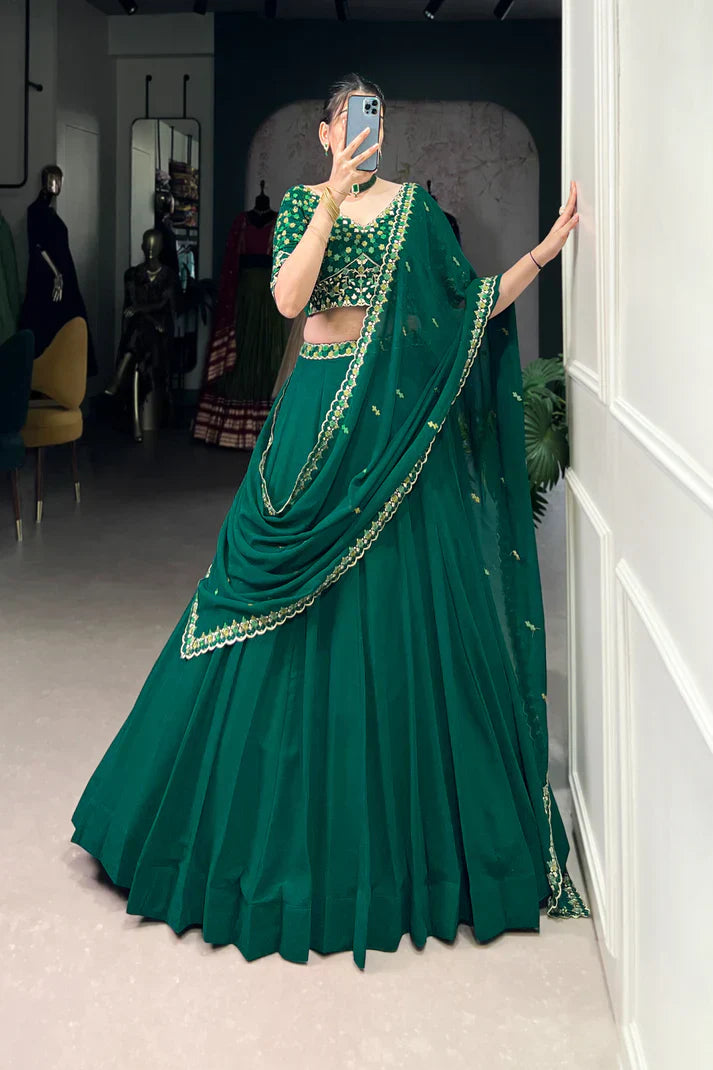 Graceful Georgette Lehenga Set with Elegant Thread Embroidery