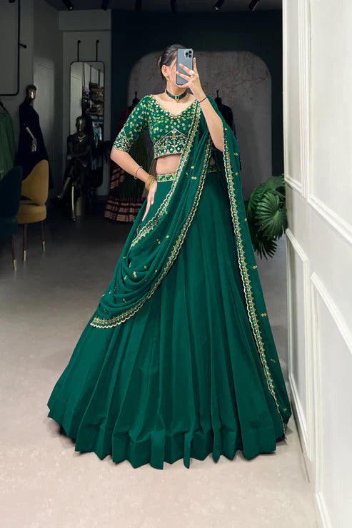 Graceful Georgette Lehenga Set with Elegant Thread Embroidery