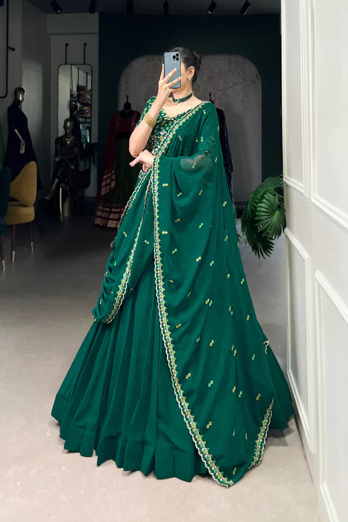 Graceful Georgette Lehenga Set with Elegant Thread Embroidery
