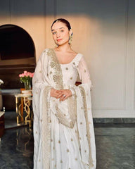 legant Faux Blooming Party Wear Suit Set with Heavy Sequins & Zari Work