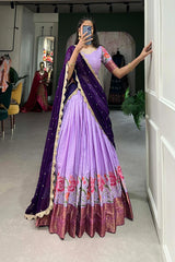 Elegant Cotton Silk Lehenga with Thread Embroidery & Sequins Embroidered Georgette Dupatta