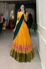Elegant Cotton Silk Lehenga with Thread Embroidery and Sequins Embroidered Georgette Dupatta