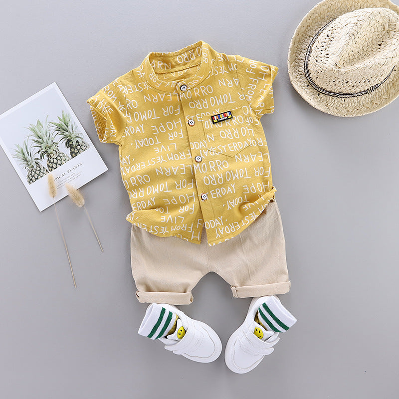 Words Printed Shirt & Shorts Set – Soft Cotton Kids Outfit for Play and Outings