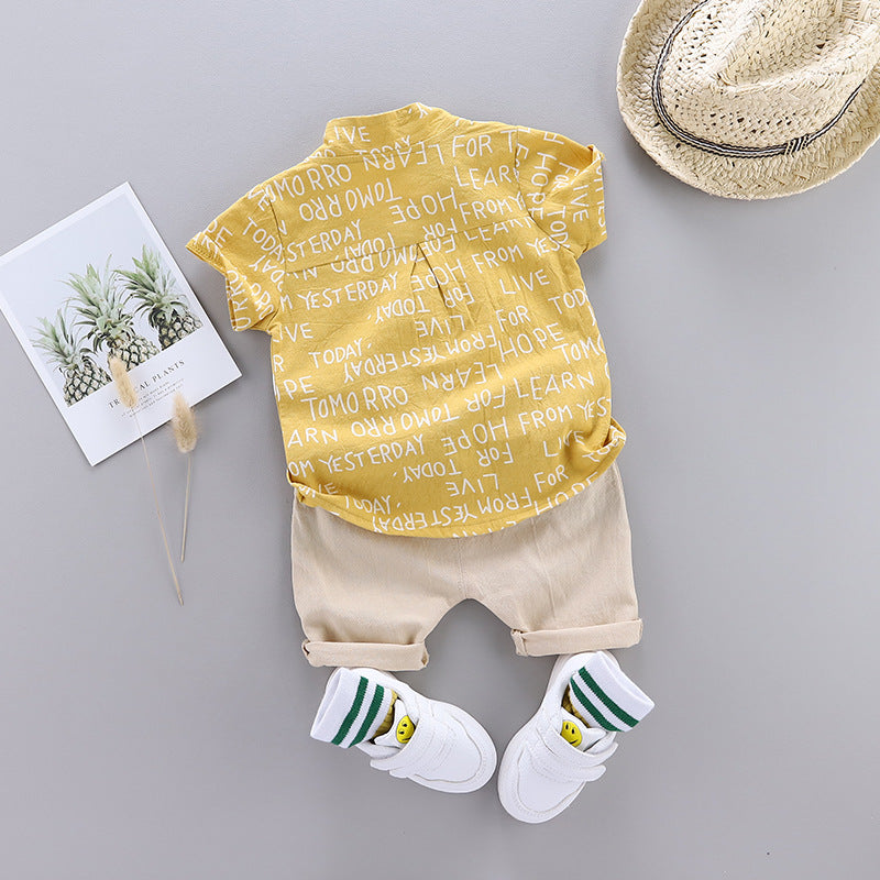 Words Printed Shirt & Shorts Set – Soft Cotton Kids Outfit for Play and Outings