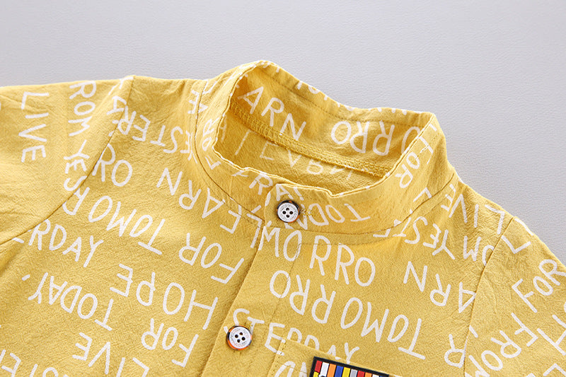 Words Printed Shirt & Shorts Set – Soft Cotton Kids Outfit for Play and Outings