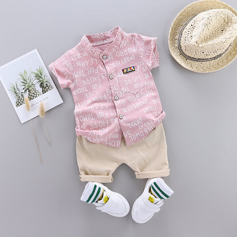 Words Printed Shirt & Shorts Set – Soft Cotton Kids Outfit for Play and Outings
