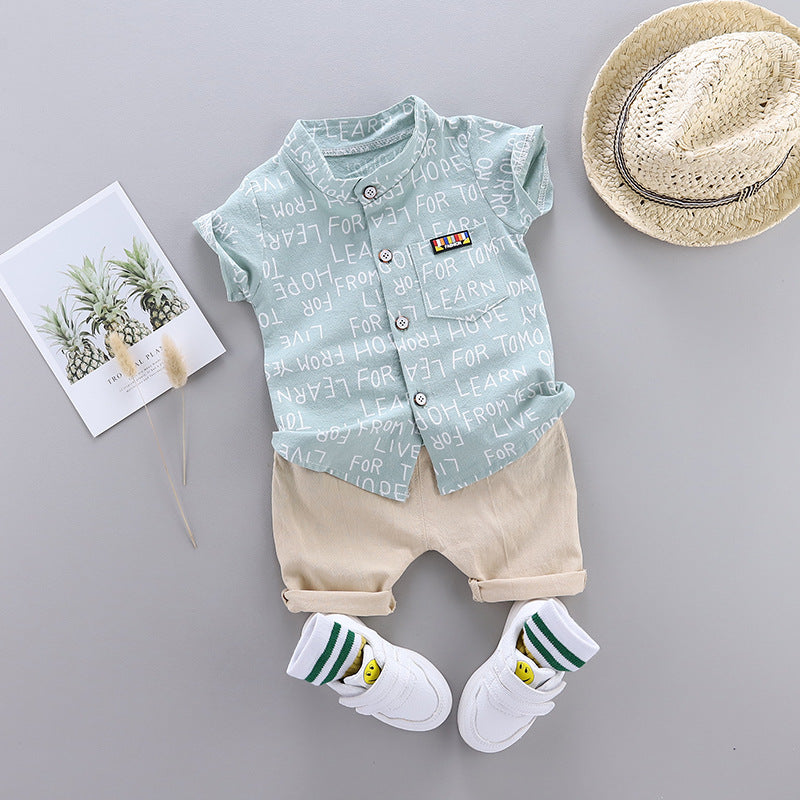 Words Printed Shirt & Shorts Set – Soft Cotton Kids Outfit for Play and Outings