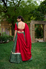 Pure Cotton Lehenga with Gota Patti, Mirror Work & Cowrie Lace Purse