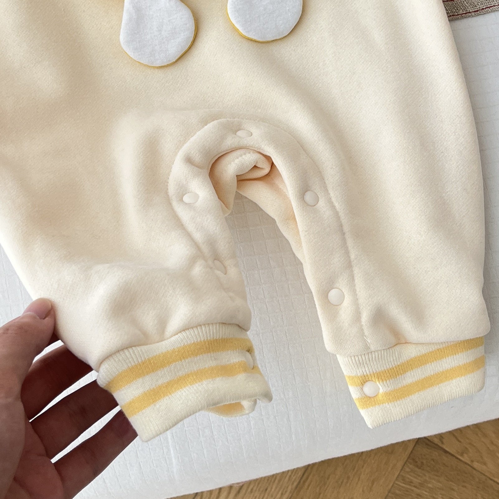 Yellow Cartoon Cozy Romper – Soft Cotton Baby Outfit for Boys & Girls