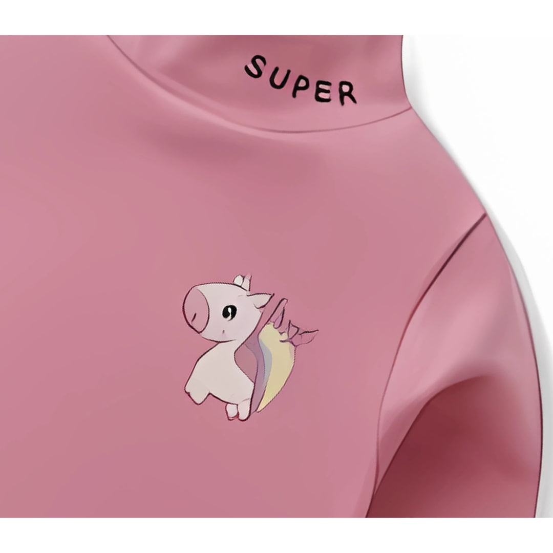 Unicorn Turtleneck Top for Girls – Soft Cotton Blend Kids Winter Wear