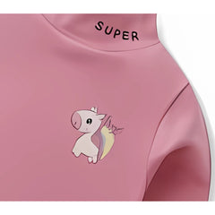 Unicorn Turtleneck Top for Girls – Soft Cotton Blend Kids Winter Wear