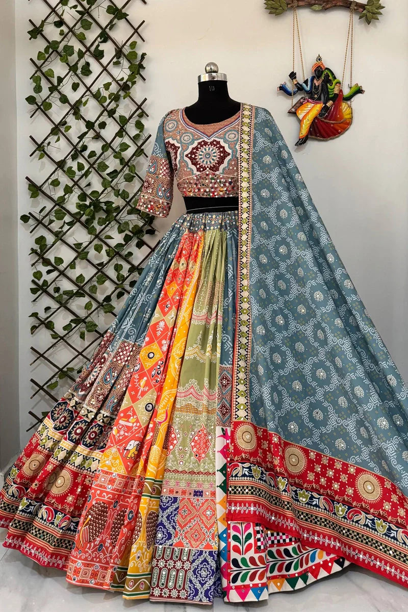 Multi Color Mirror Work Chaniya Choli