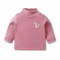Unicorn Turtleneck Top for Girls – Soft Cotton Blend Kids Winter Wear