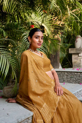 Graceful Pure Chanderi Lehenga with Zari Weaving Border & Sequins Embroidered Dupatta