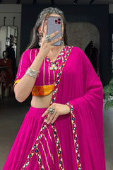 Pink Color Heavy Flair Chaniya Choli For Garba Night