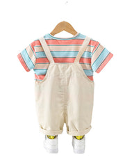 Striped Cotton Dungaree Set for Baby Boys & Girls – Casual Outfit