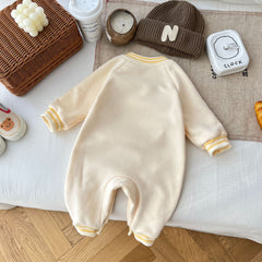 Yellow Cartoon Cozy Romper – Soft Cotton Baby Outfit for Boys & Girls