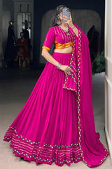 Pink Color Heavy Flair Chaniya Choli For Garba Night