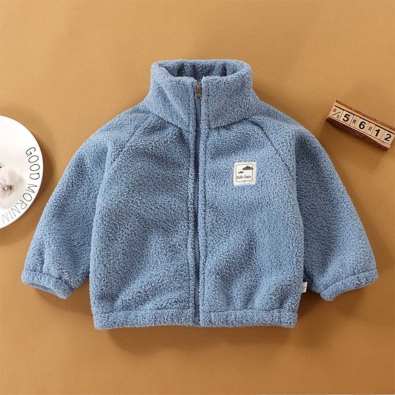 Blue Champ Zipper Top for Boys and Girls – Warm Cotton Wool Blend Jacket