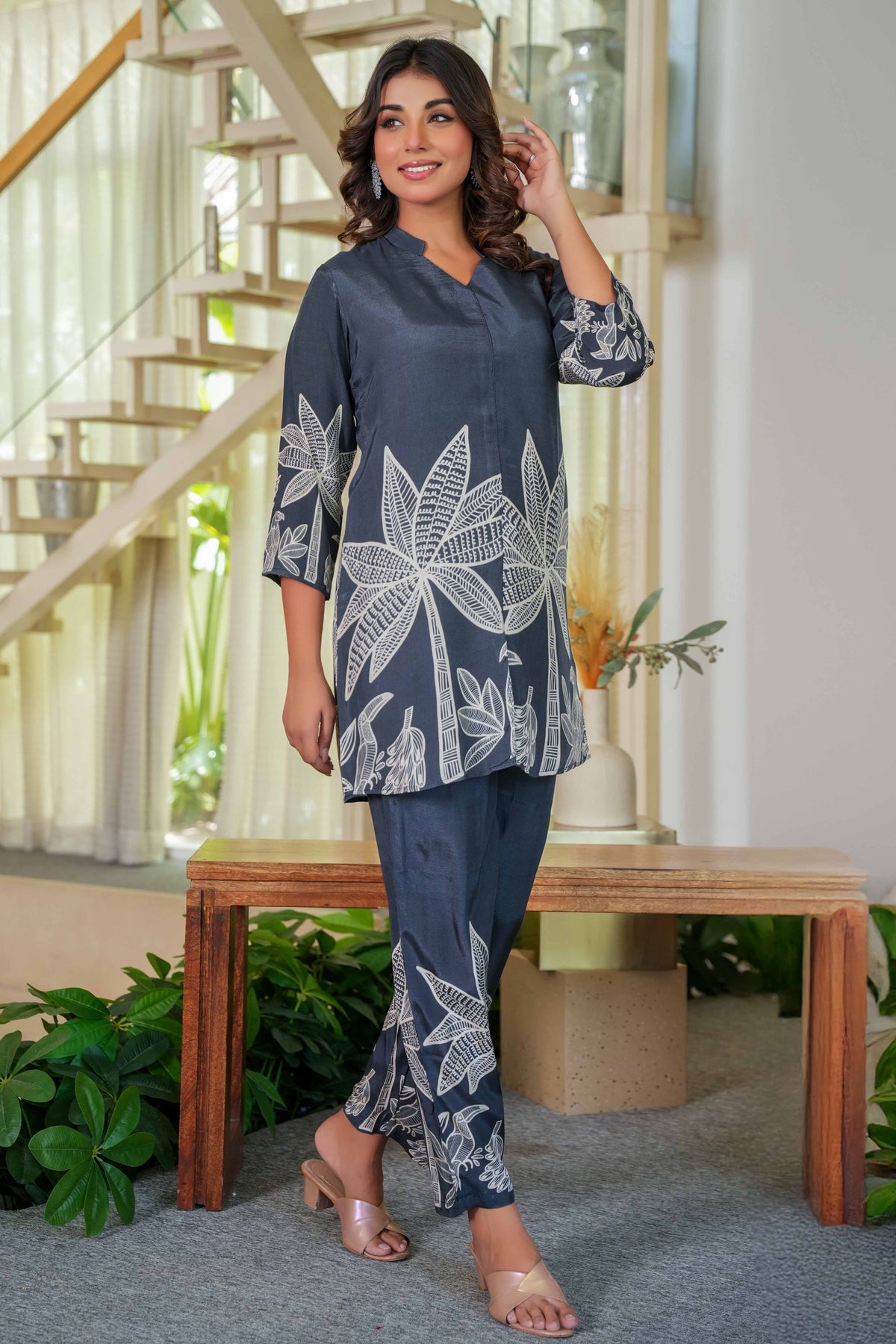 Black Floral Print Muslin Co-Ord Set – Lightweight & Elegant Everyday Wear