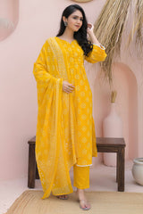 Lightweight Yellow Floral Print Straigth Salwar Suit for Effortless Daywear