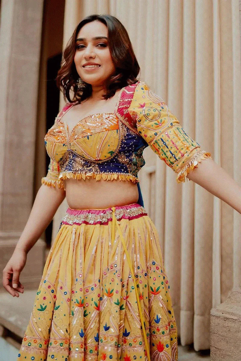 Latest Heavy Flair With Gamthi Work Chaniya Choli For Dandiya Night