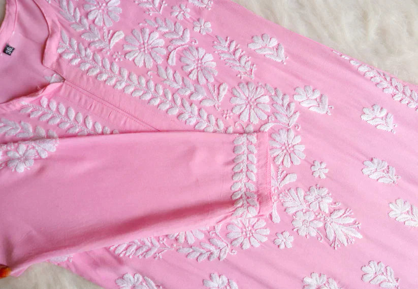 Amaira Baby Pink Rayon Kurta Pant set