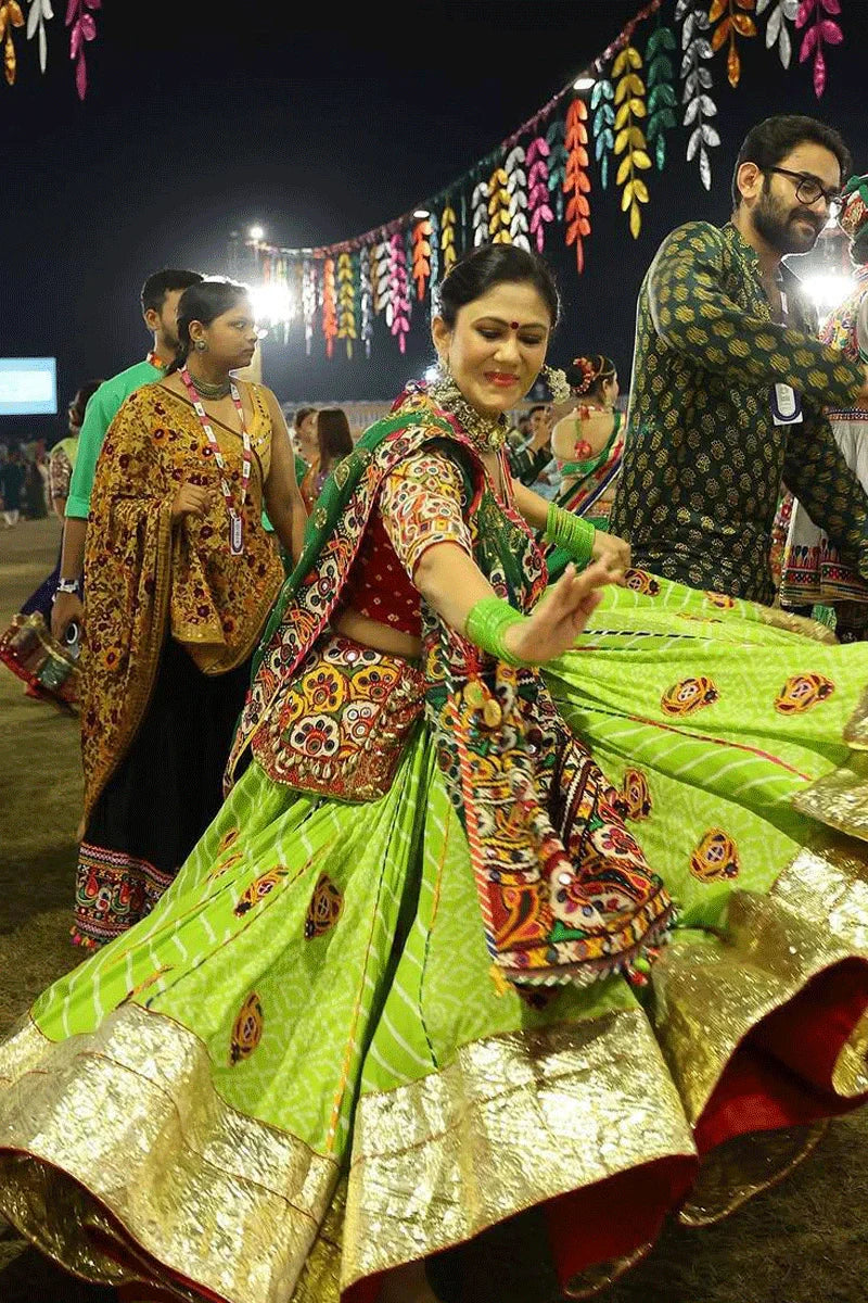 Traditional Navratri Special Multi-Color Gamthi Work Chaniya Choli