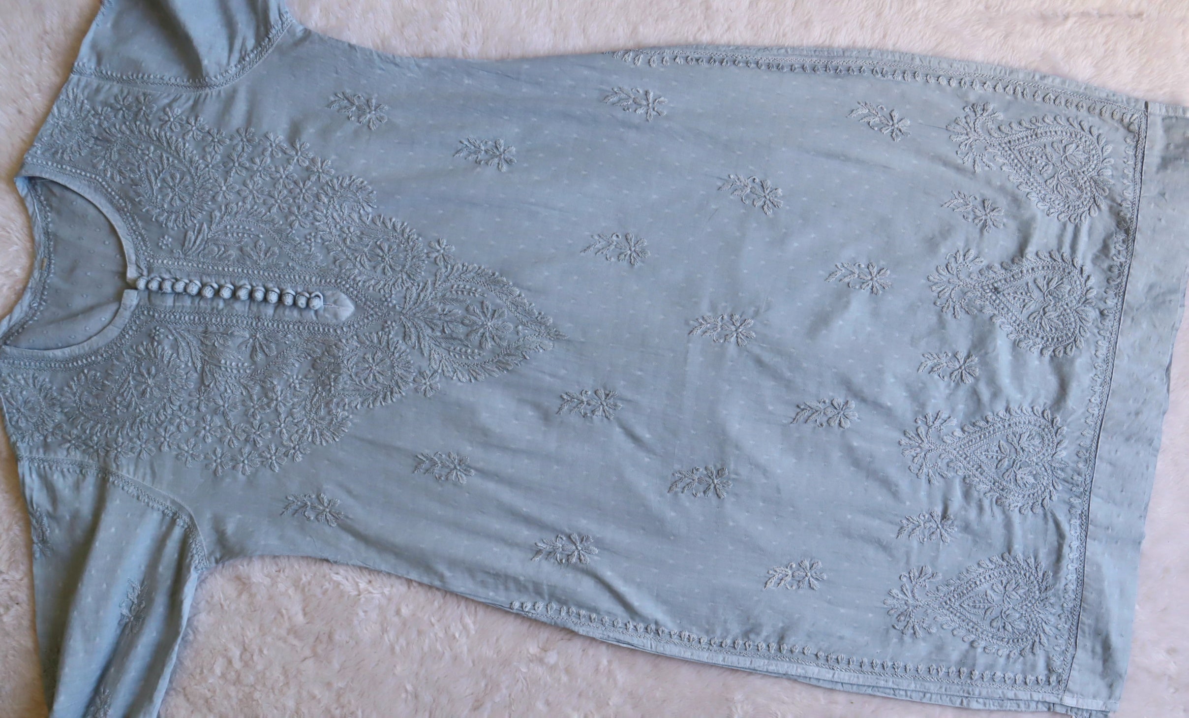 Nazakat Steel Grey Long Cotton kurta