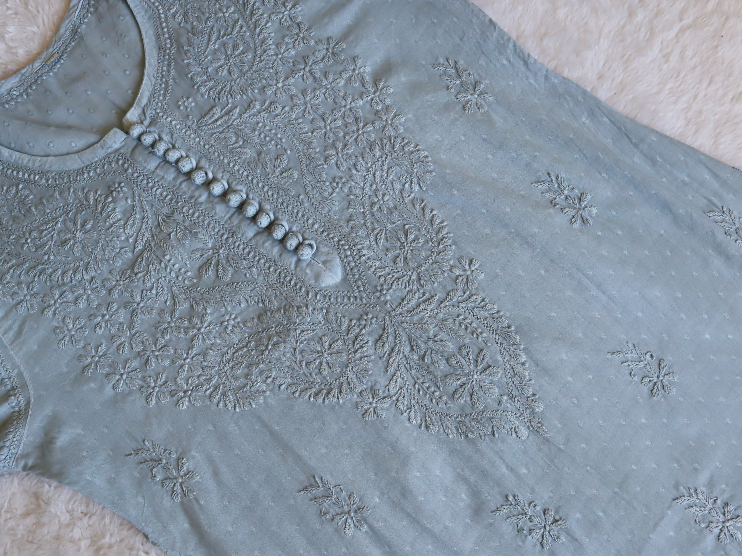 Nazakat Steel Grey Long Cotton kurta