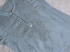 Nazakat Steel Grey Long Cotton kurta