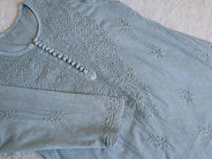 Nazakat Steel Grey Long Cotton kurta