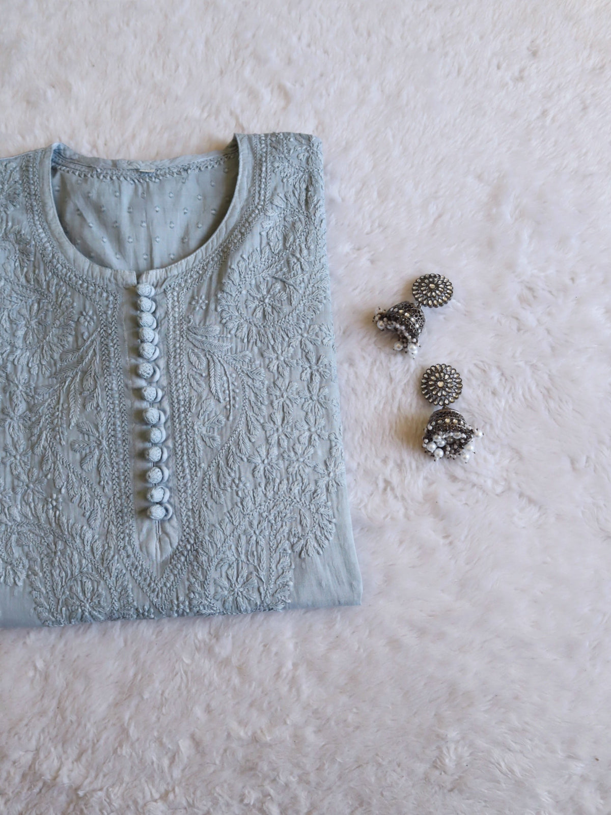 Nazakat Steel Grey Long Cotton kurta