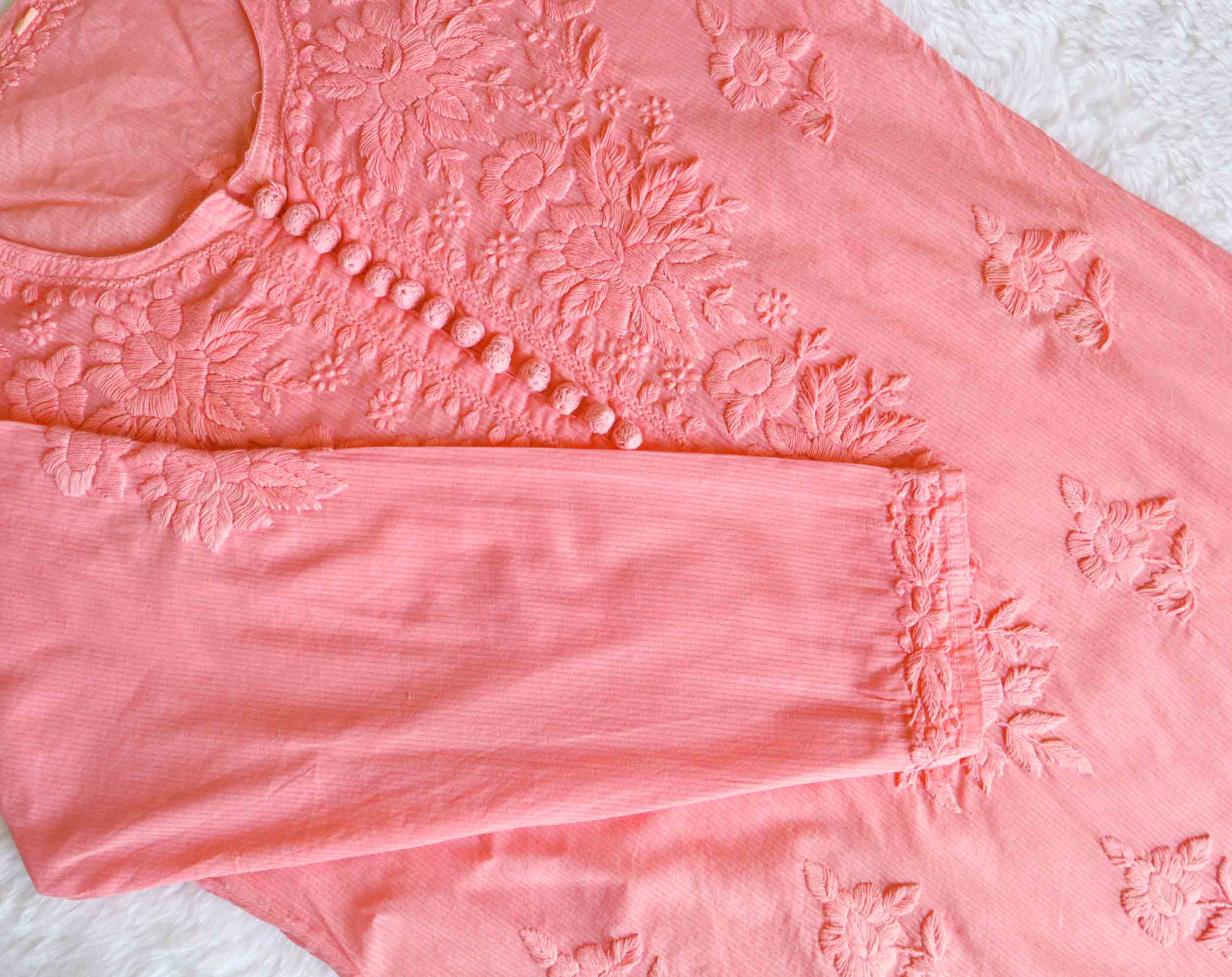 Aayat Peach Cotton Kurta