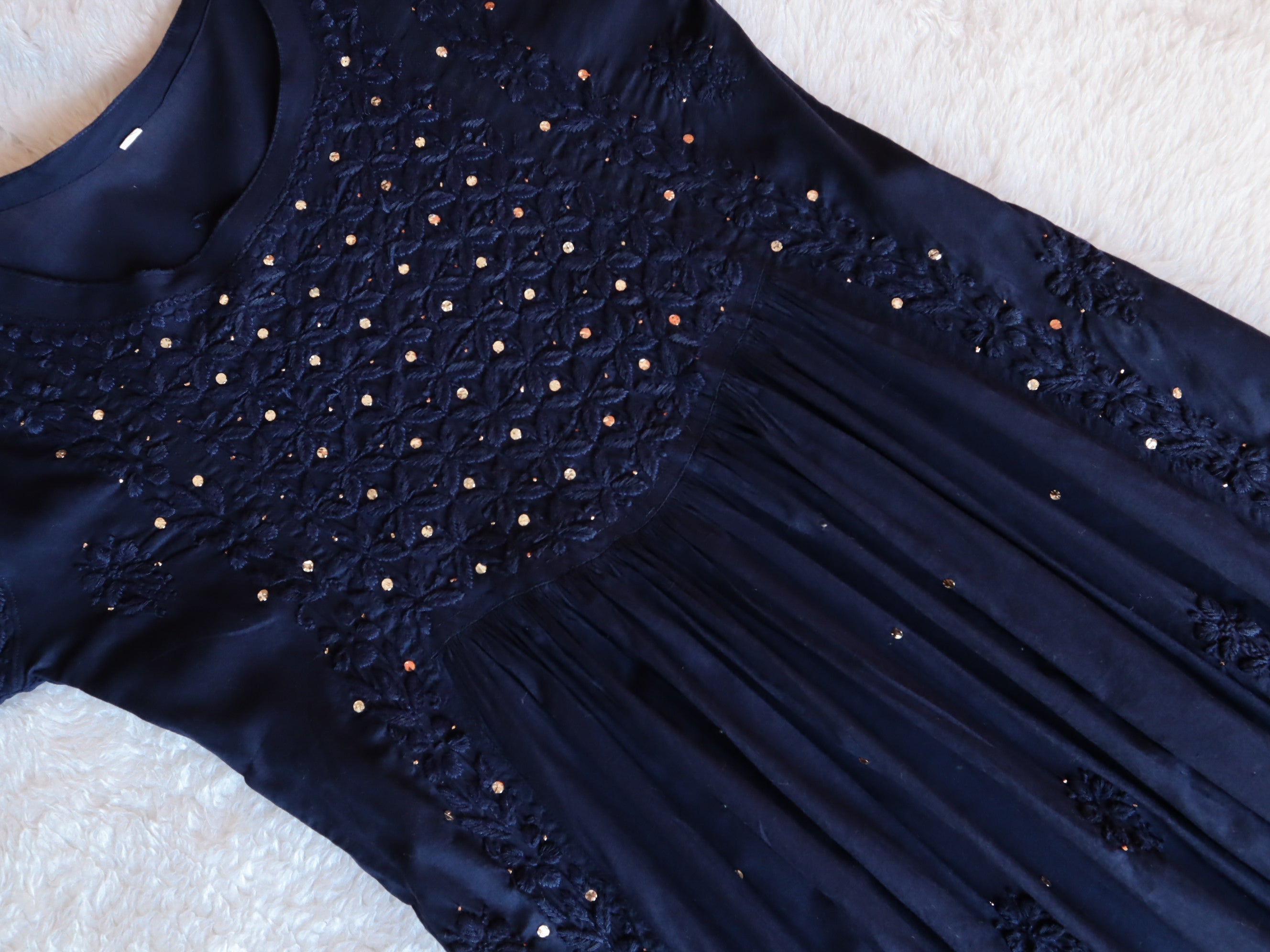 Nazakat Navy Blue Mukaish Dress