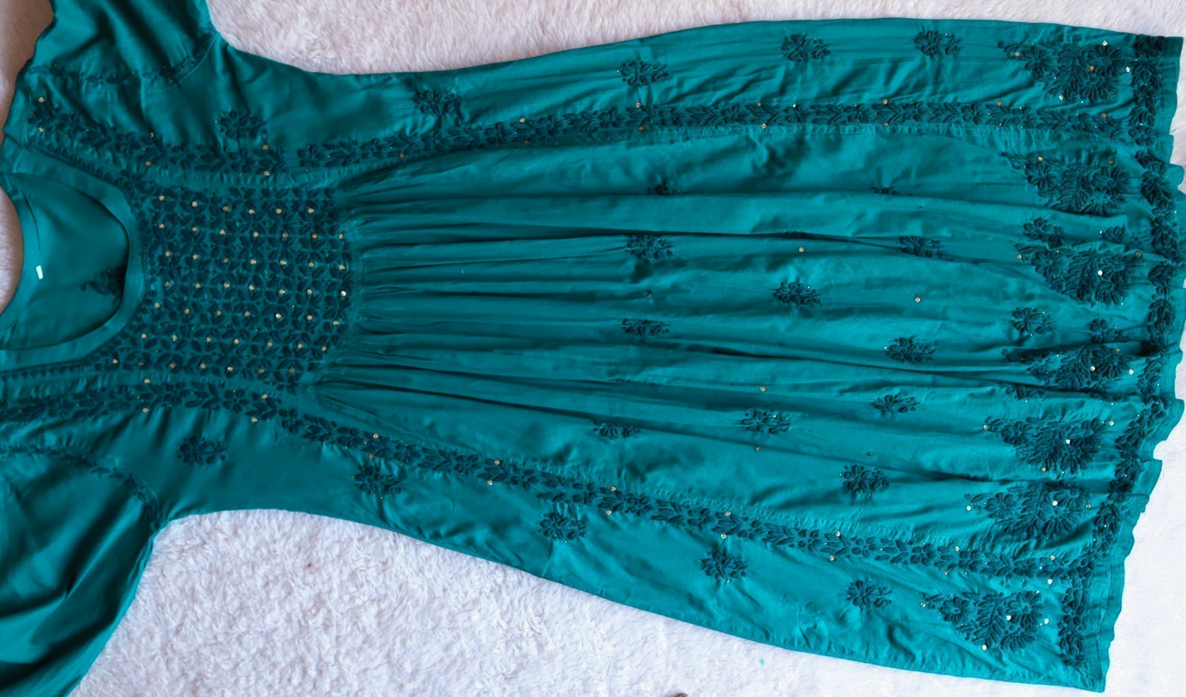 Nazakat Teal Blue Mukaish Dress