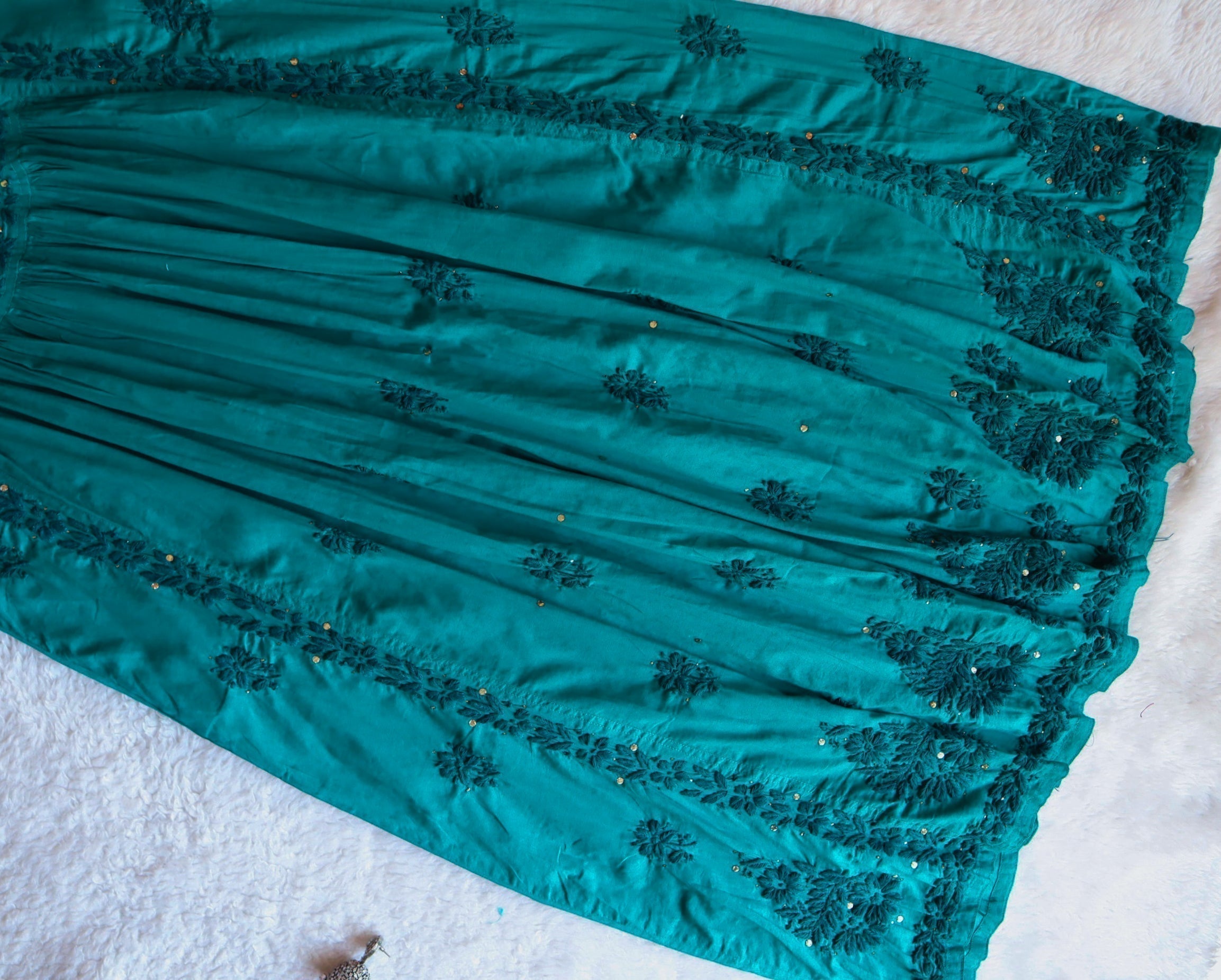 Nazakat Teal Blue Mukaish Dress